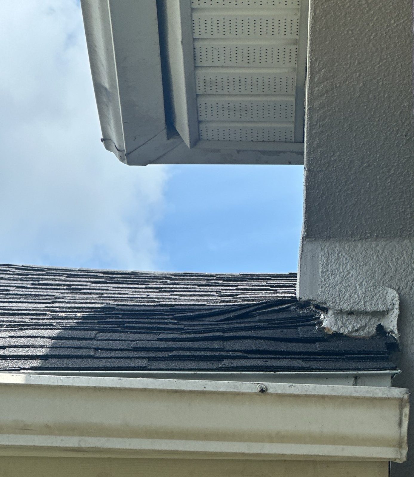 New drip edge and eave detail on the replaced shingle roof