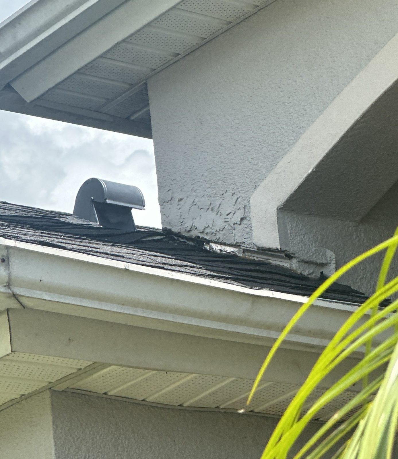 New roof vent flashing detail on the finished shingle roof